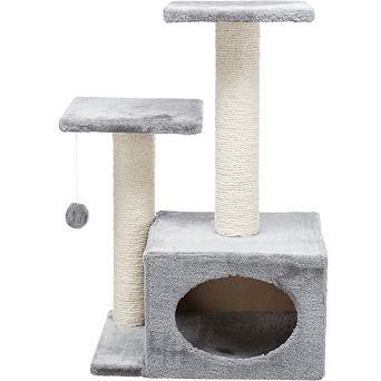 Valencia Plush & Sisal 3-Level 28" Cat Tree with Scratching Posts & Condo