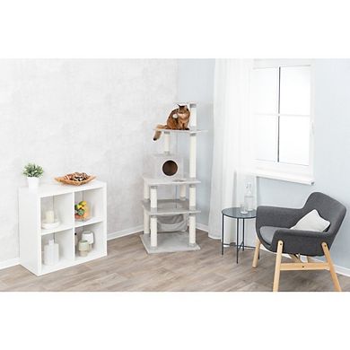 Abby Plush 4-Level Cat Tree with Sisal Scratching Posts Condo & Cat Toy