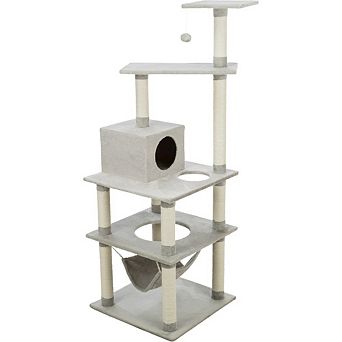 Abby Plush 4-Level Cat Tree with Sisal Scratching Posts Condo & Cat Toy