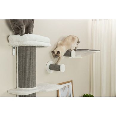 Wall Set 3 Wall Mounted Sisal Cat Perch System with 3 Scratcher Step