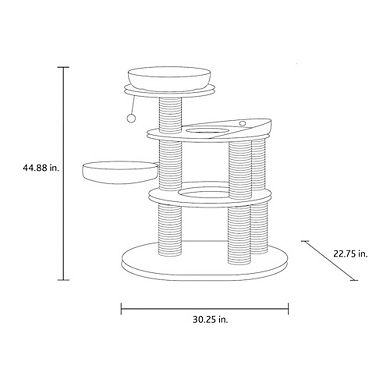 Filippo 4-Level 45" Cat Tree, Sisal Scratching Post, Plush Condo-Hammock
