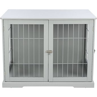 Dog Crate, Wooden Indoor Kennel Furniture for Dogs Up to 66 lb