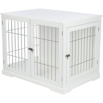 Dog Crate, Wooden Indoor Kennel Furniture for Dogs Up to 66 lb