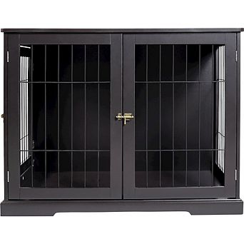 Dog Crate, Wooden Indoor Kennel Furniture for Dogs Up to 50 lb