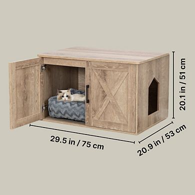 XL Farmhouse Litter Box Enclosure, Hidden Litter Box Cabinet or End Table