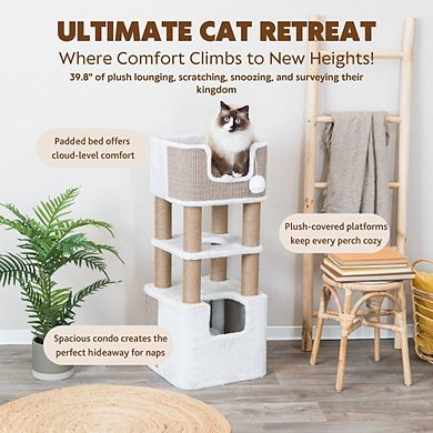 Lucano 39.8" Multi-Level Cat Tree with Sisal Scratching Posts