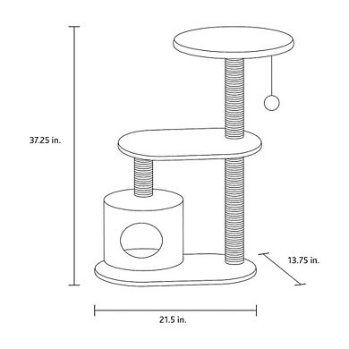 Casta Plush & Sisal 3-Level Cat Tree with Scratching Posts & Condo