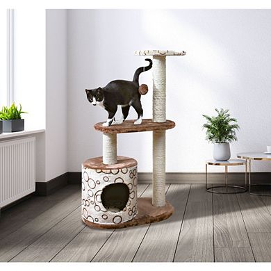 Casta Plush & Sisal 3-Level Cat Tree with Scratching Posts & Condo