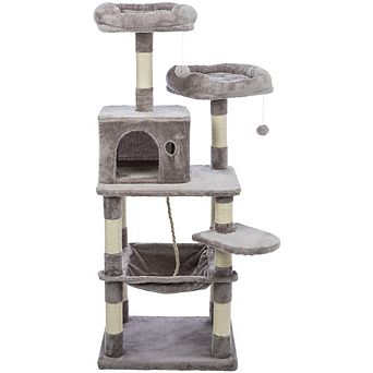 Eduardo Plush & Sisal 4-Level 57.1" Cat Tree with Scratching Posts & Condo