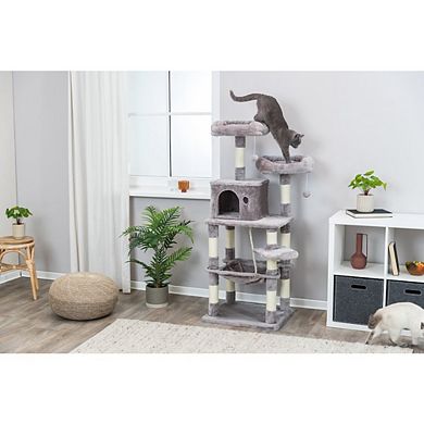 Eduardo Plush & Sisal 4-Level 57.1" Cat Tree with Scratching Posts & Condo