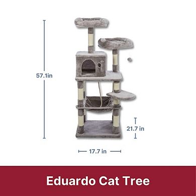 Eduardo Plush & Sisal 4-Level 57.1" Cat Tree with Scratching Posts & Condo