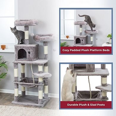 Eduardo Plush & Sisal 4-Level 57.1" Cat Tree with Scratching Posts & Condo