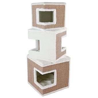 Lilo Plush & Sisal 3-Level 48.4" Cat Condo Tower with Removable Cushions