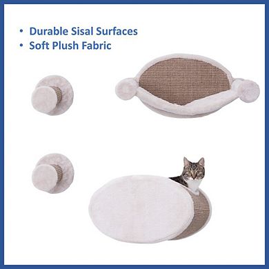 Multi-Level Wall Mounted Cat Perch and Lounge Set with Condo & Hammock, 4 Piece