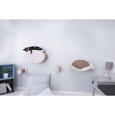 Multi-Level Wall Mounted Cat Perch and Lounge Set with Condo & Hammock, 4 Piece