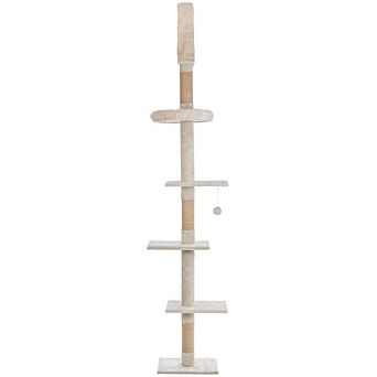 Kobe Sisal & Plush 90.5"-104" Ceiling Mount Cat Tree, 4-Level Cat Tower