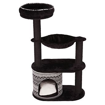 Giada Plush & Sisal 4-Level 44" Cat Tree with Scratching Posts, Condo & Hammock