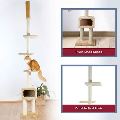 Santander Plush & Sisal Adjustable 96"-108" Cat Tower with Scratching Posts