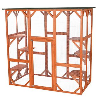 Natura Weatherproof Wooden Cattery with Cat Perches