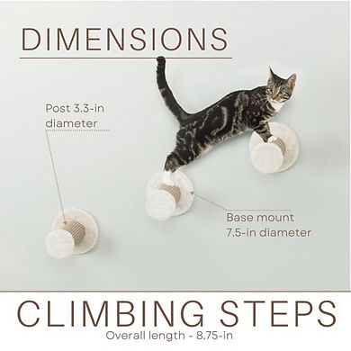 Multi-Level Wall Mounted Cat Perch-Step, 3 Piece Set, Gray-White
