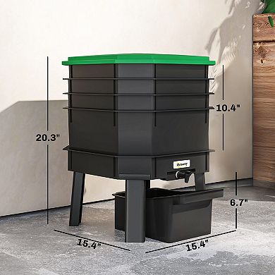 Outsunny 4-Tray 7.4 Gal Outdoor & Indoor Worm Composter Bin