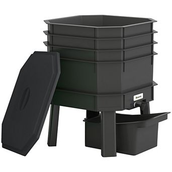 Outsunny 4-Tray 7.4 Gal Outdoor & Indoor Worm Composter Bin