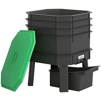 Outsunny 4-Tray 7.4 Gal Outdoor & Indoor Worm Composter Bin