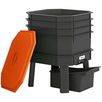 Outsunny 4-Tray 7.4 Gal Outdoor & Indoor Worm Composter Bin
