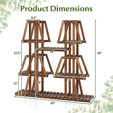 5 Tier Wood Plant Stand with 10 Shelves for Multiple Plants