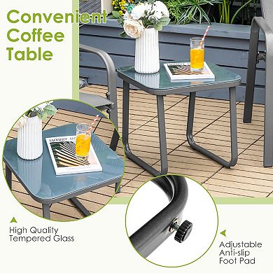 3 Piece Stackable Patio Bistro Set with Adjustable Backrest