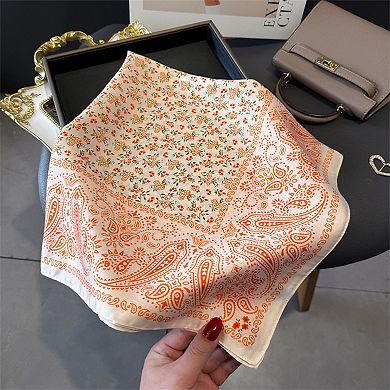 Womens Paisley Floral Square Scarf Elegant Vintage Print Neck Wrap
