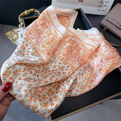 Womens Paisley Floral Square Scarf Elegant Vintage Print Neck Wrap