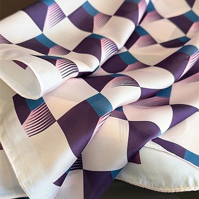 Womens Geometric Square Scarf Modern Checkerboard Print Fashion Neck Wrap