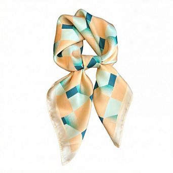 Womens Geometric Square Scarf Modern Checkerboard Print Fashion Neck Wrap