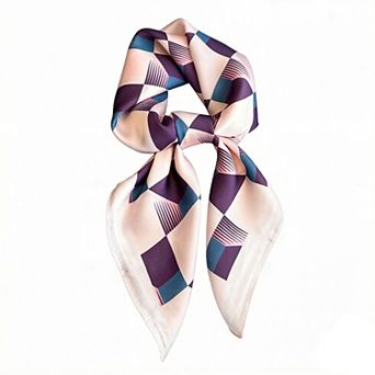 Womens Geometric Square Scarf Modern Checkerboard Print Fashion Neck Wrap
