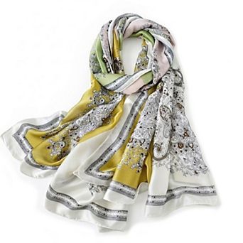 Womens Paisley Print Satin Scarf Lightweight Large Fashion Wrap