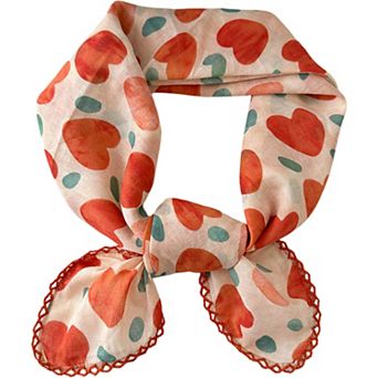Womens Heart Print Lightweight Square Scarf Cute Fashion Neck Hair Wrap