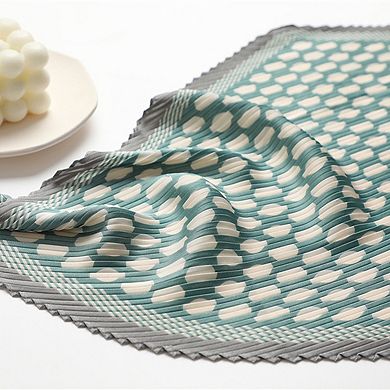 Womens Pleated Polka Dot Square Scarf Elegant Geometric Print Neck Wrap