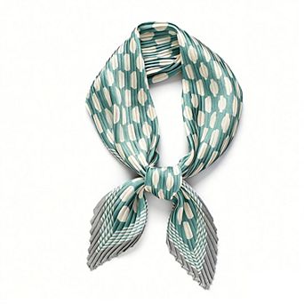 Womens Pleated Polka Dot Square Scarf Elegant Geometric Print Neck Wrap