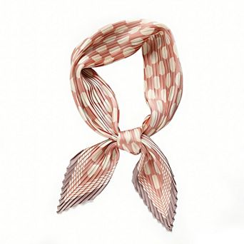 Womens Pleated Polka Dot Square Scarf Elegant Geometric Print Neck Wrap