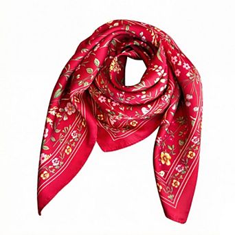 Womens Floral Print Square Scarf Elegant Lightweight Fashion Neck Wrap