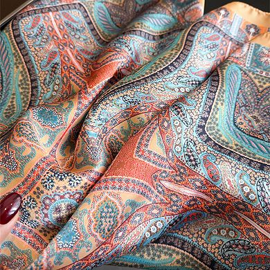 Womens Vintage Paisley Square Scarf Elegant Boho Print Neck Wrap