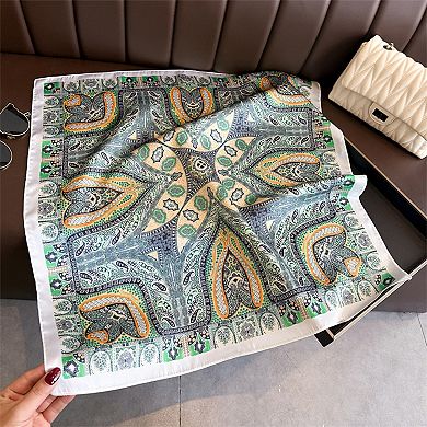 Womens Vintage Paisley Square Scarf Elegant Boho Print Neck Wrap