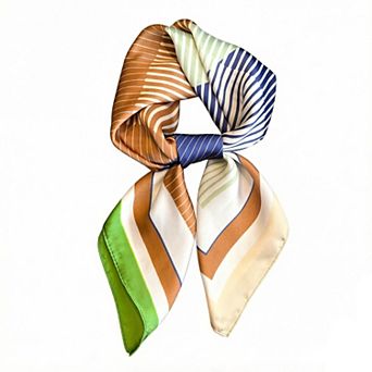 Womens Modern Colorblock Stripe Square Scarf Elegant Fashion Neck Wrap