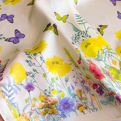 Womens Satin Floral Butterfly Print Square Scarf Lightweight Elegant Neck Wrap