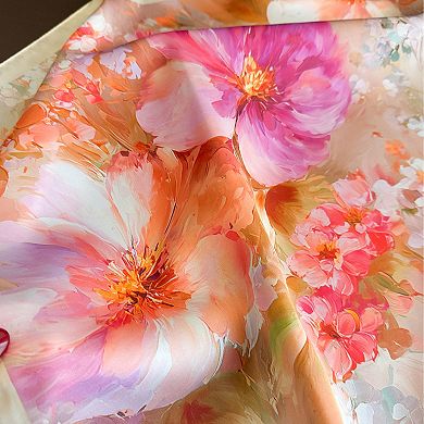Womens Satin Watercolor Floral Square Scarf Lightweight Elegant Neck Wrap