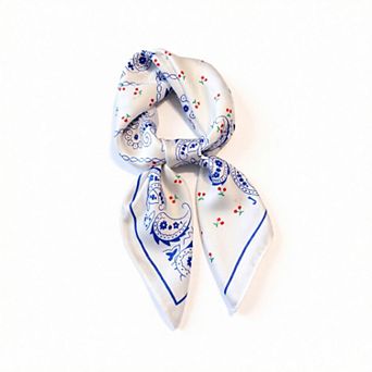 Paisley Cherry Print Square Satin Scarf Lightweight Hair Neck Accessory