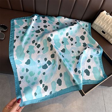 Abstract Print Square Satin Scarf Lightweight Hair Neck Accessory