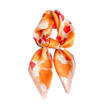 Abstract Print Square Satin Scarf Lightweight Hair Neck Accessory