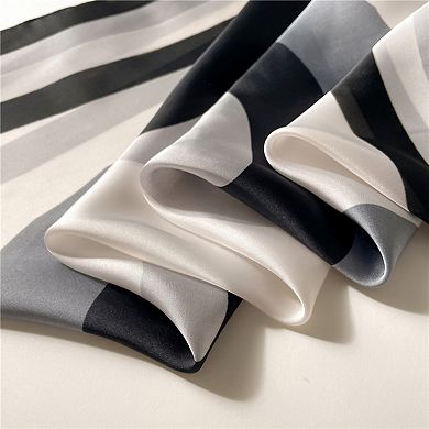 Geometric Color Block Square Satin Scarf Lightweight Hair Neck Accessory